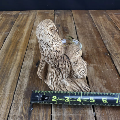 1 of 1 Vintage Rick Albee Tree Spirit Hand Carved Wood Owl Votive Tea Candle