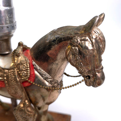 Vintage Tarnished Metal Cowboy Show Horse Lamp Works