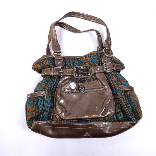 Kathy Von Zeeland Shoulder Bag Purse 11 Compartment Brown Green