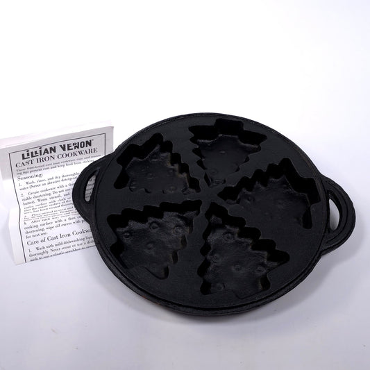Lillian Vernon Cast Iron Christmas Tree Cookie Muffin Brownie Pan