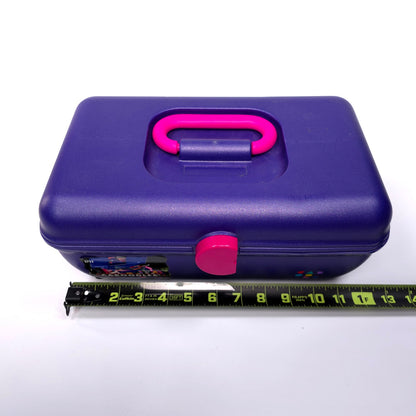 Vintage Caboodles Medium Cosmetic Makeup Jewelry Box w/ Mirror Purple Pink 2752