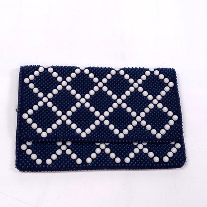 Beaded Fold Over Clutch Handbag Purse 2 Comparments