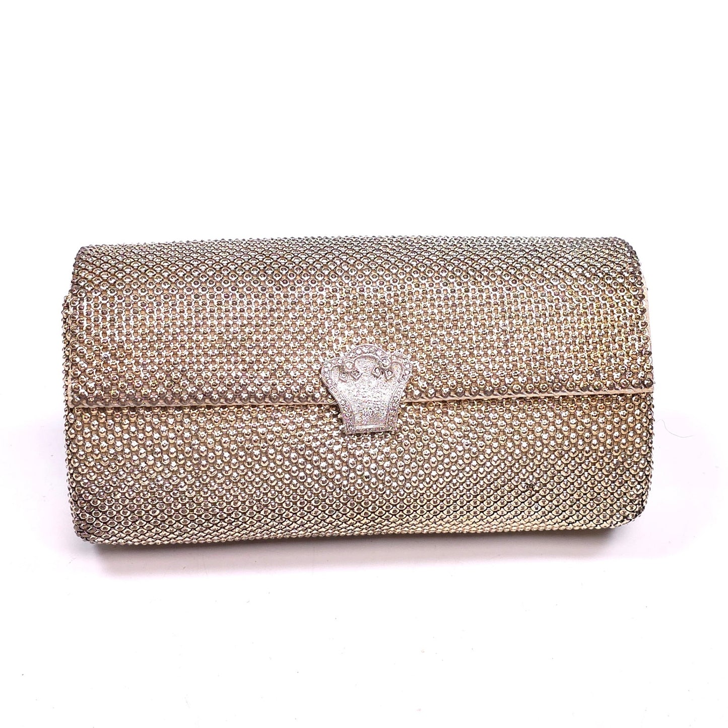 Vintage Saks Fifth Avenue Metal Mesh Evening Clutch Concho Clasp