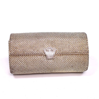 Vintage Saks Fifth Avenue Metal Mesh Evening Clutch Concho Clasp