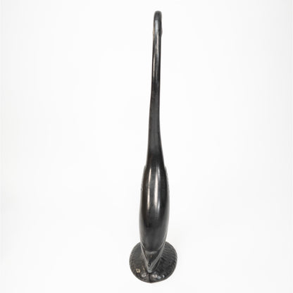 17" Crested Black Swan Porcelain Statue Figure Signed Harry H Cottingham