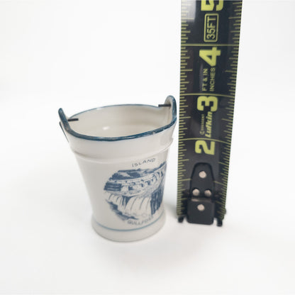 Vintage MCM Island Gullfoss Blue Flower Ceramic Mini 3" Bucket