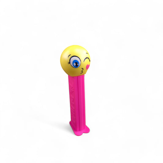 PEZ Emoji Blowing Kiss Wink Footed Candy Dispenser 2016 Pink