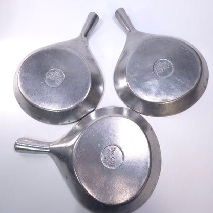 Lot of 3 Bon Chef Aluminum Pewter Glo Serving Platter Plate w/ Handle