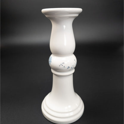 Royal Haeger Ceramic 8" Candle Stick Holder Blue Flowers