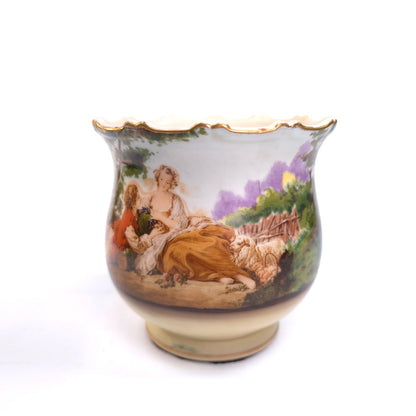 Vintage Ardalt Lenwile Scalloped Vase Cache Flower Pot Renaissance
