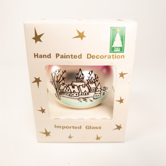 Hand Painted Glass Ball Ornament - Trim A Home - Winter Snow Scene