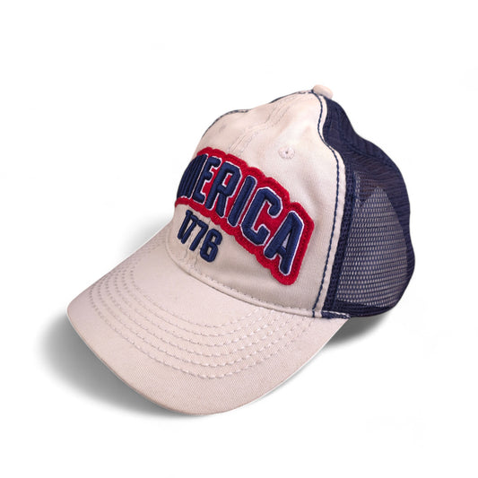 America 1776 White and Blue Snapback Breathable Adjustable Hat