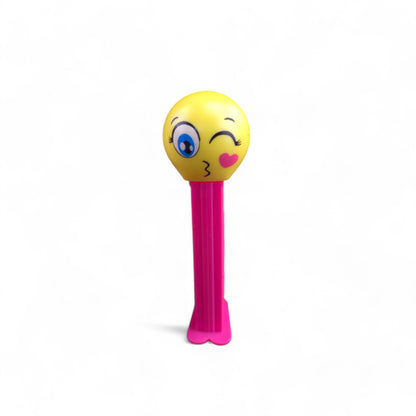 PEZ Emoji Blowing Kiss Wink Footed Candy Dispenser 2016 Pink