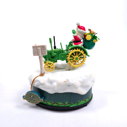 John Deere Enesco Santa Claus Moving Tractor Music Box Plays White Christmas
