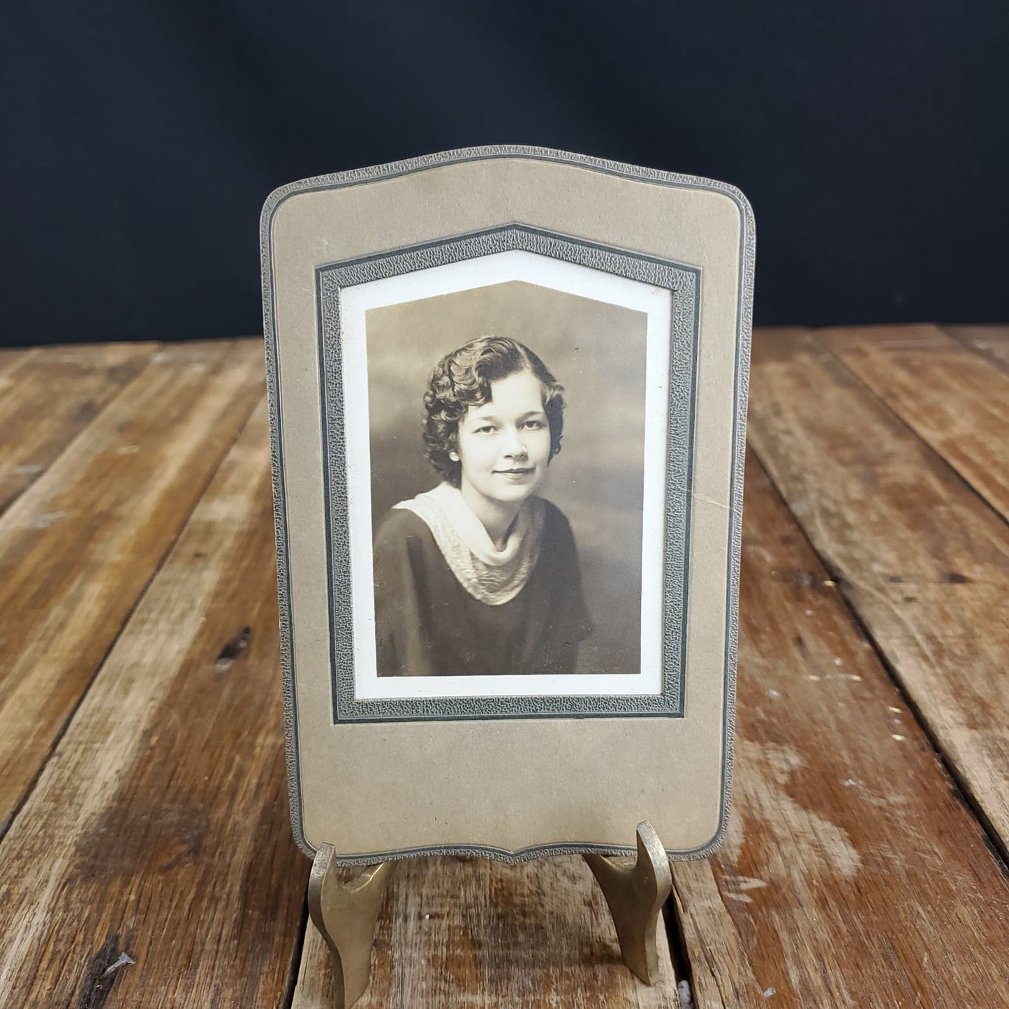 Antique Portrait Photograph in Cardboard Cover Young Woman Black and & White