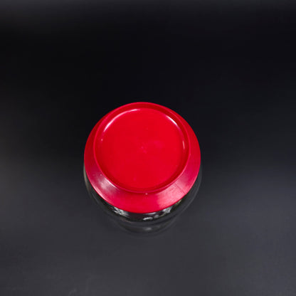 Vintage Anchor Hocking Glass Canister Jar w/ Red Screw On Lid