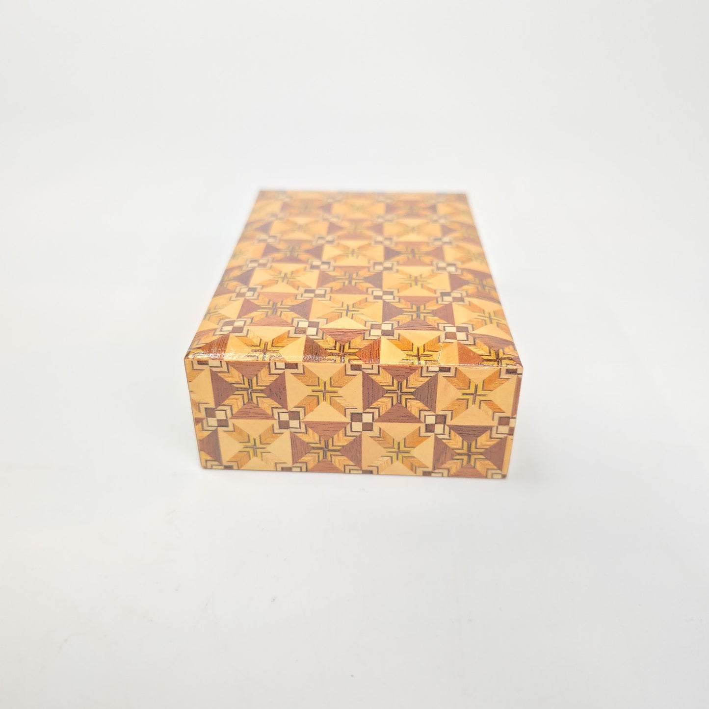 Vintage Yoseki Elaborate Mosaic Wood Box Jewelry Trinket Japan