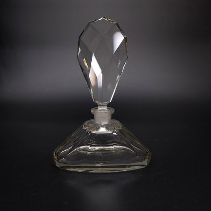 Vintage Art Deco MCM Crystal Perfume Bottle With Faceted Stopper