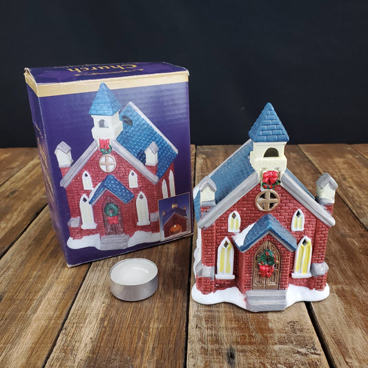 Vintage Votive Village House Tea Candle Holder Church Elegant Christmas Decor