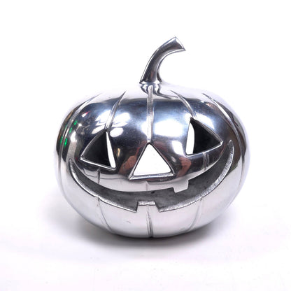 Polished Steel Heavy Jack O Lantern Votive Candle Holder