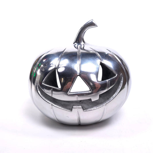 Polished Steel Heavy Jack O Lantern Votive Candle Holder