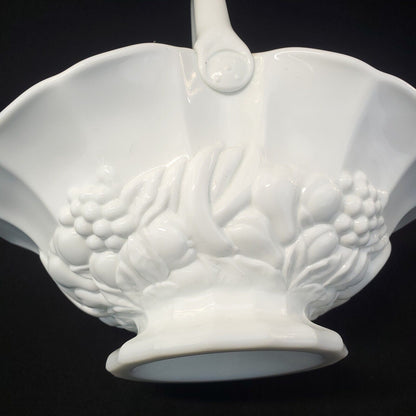 Large Ivory Porcelain Fruit Basket - Decorative Collectible