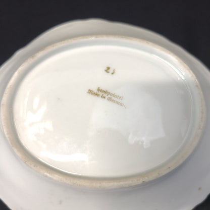 Vintage Handpainted Porcelain German Rose Bowl - Gold Trim, Floral Design
