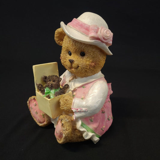 Vintage Girl Teddy Bear Holding Teddy Bear Toy Figurine Bank - Collectible, Rare