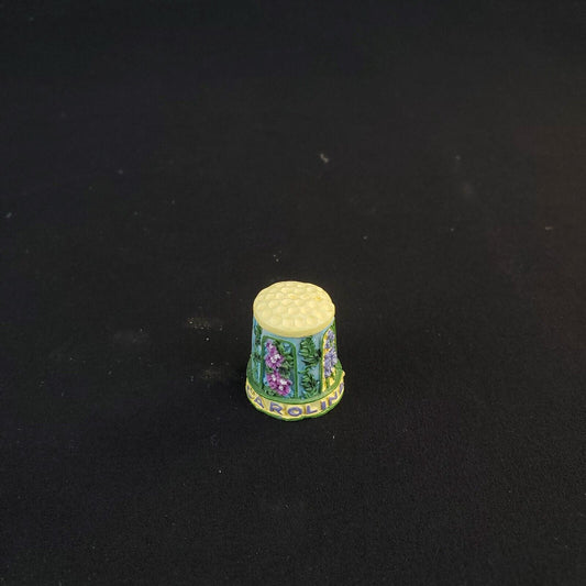Colorful 3D Resin Thimble - North Carolina Souvenir with Beautiful Flower Design