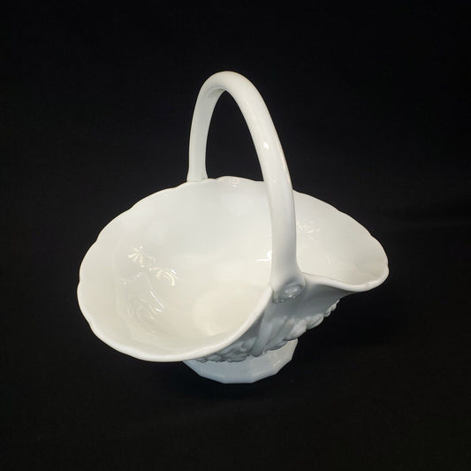 Large Ivory Porcelain Fruit Basket - Decorative Collectible