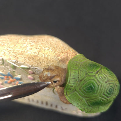 Tranquility Rock Paperweight Decorative Turtle & Floral Design Unique Accessory