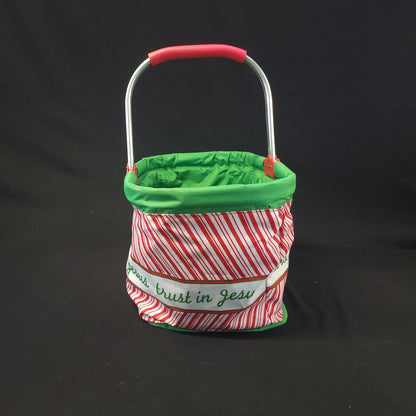 Holiday Canvas & Metal Collapsible Basket - Versatile and Decorative