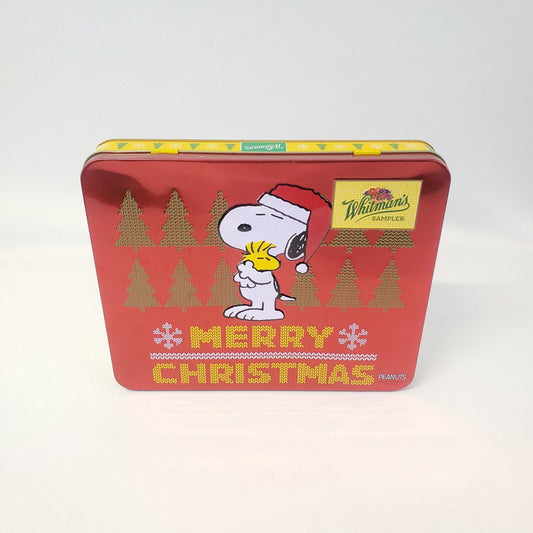 2017 Whitman's Sampler Peanuts Gang Snoopy Red Merry Christmas Tin Container Box
