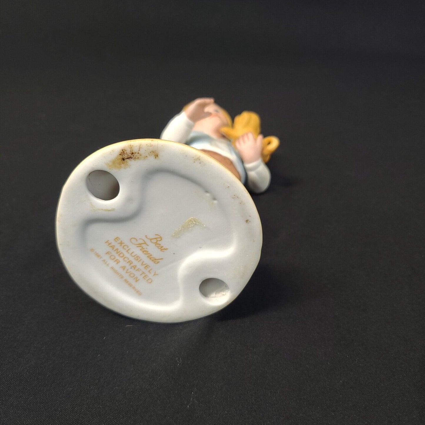 1981 Avon "Best Friends" Boy Holding Puppy Dog Porcelain Figurine