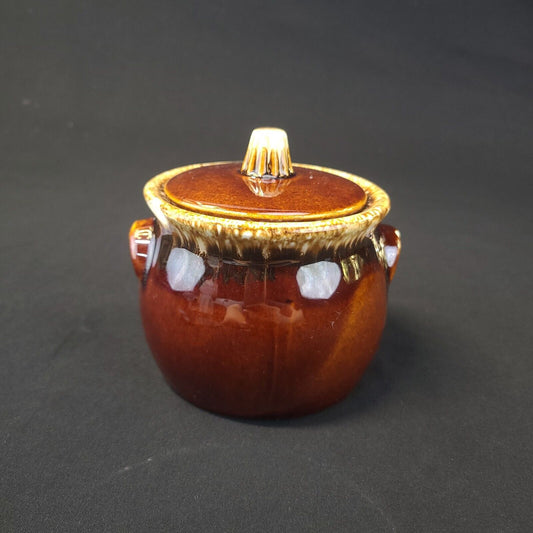 Vintage Drip Stoneware Bean Pot Crock - Rustic Kitchen Collectible
