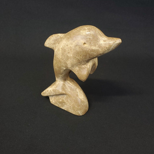 Vintage Stone Dolphin Figurine Carved Paperweight - Collectible Decoration