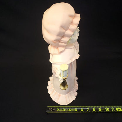 16” Porcelain Children Figurine in Nightgown with Candle - Collectible Decor