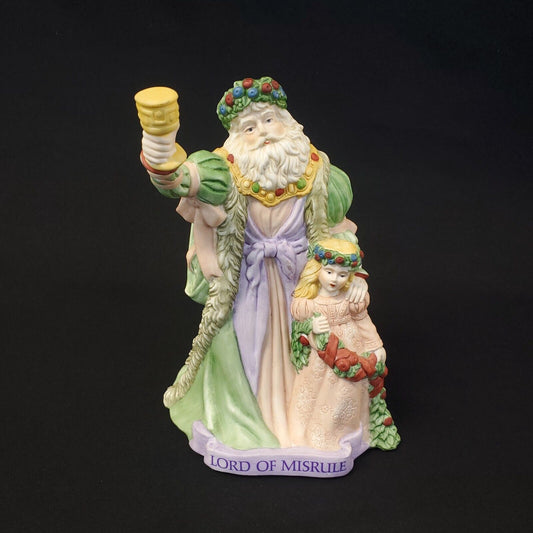 Vintage 1988 Enesco Lord of Misrule Santa Musical Figurine - Deck The Halls