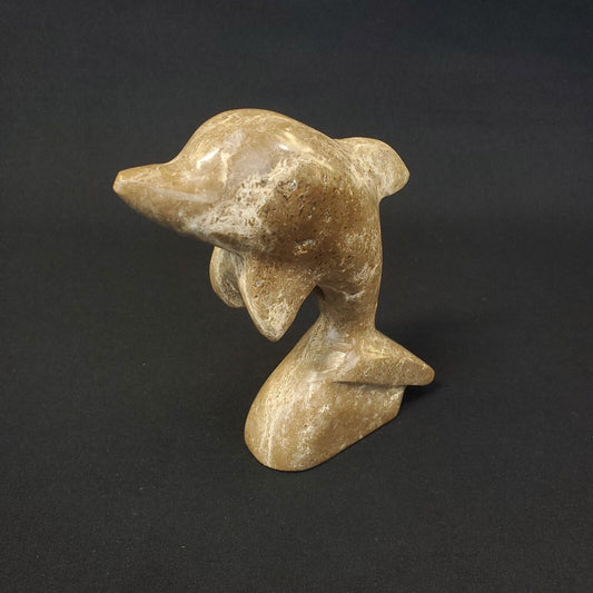 Vintage Stone Dolphin Figurine Carved Paperweight - Collectible Decoration