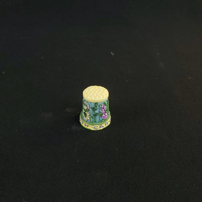Colorful 3D Resin Thimble - North Carolina Souvenir with Beautiful Flower Design