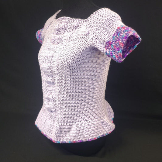 Handmade Cabled Peplum Tee Small - Stylish and Trendy Summer Wear