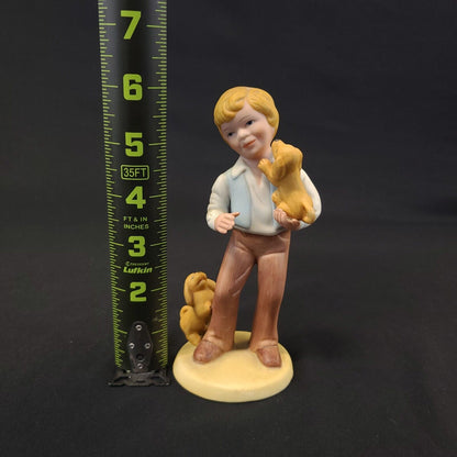 1981 Avon "Best Friends" Boy Holding Puppy Dog Porcelain Figurine