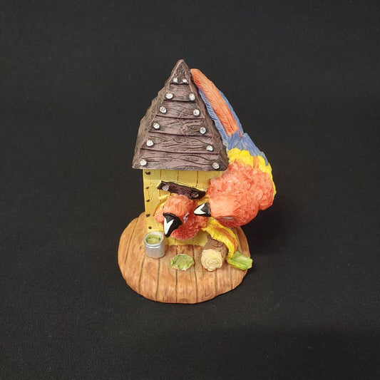 Macaw Parrots In A Bird House Figurine - Collectible Decoration