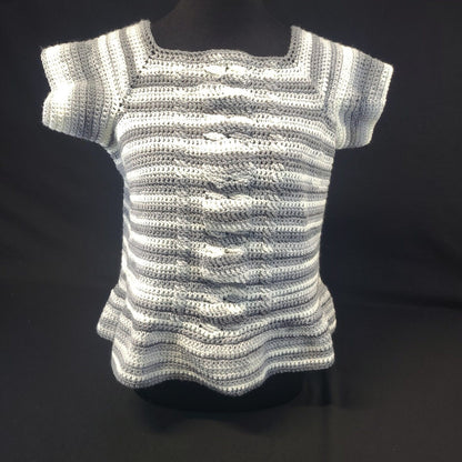 Handmade Cabled Peplum Tee Medium - Stylish and Trendy Summer Wear